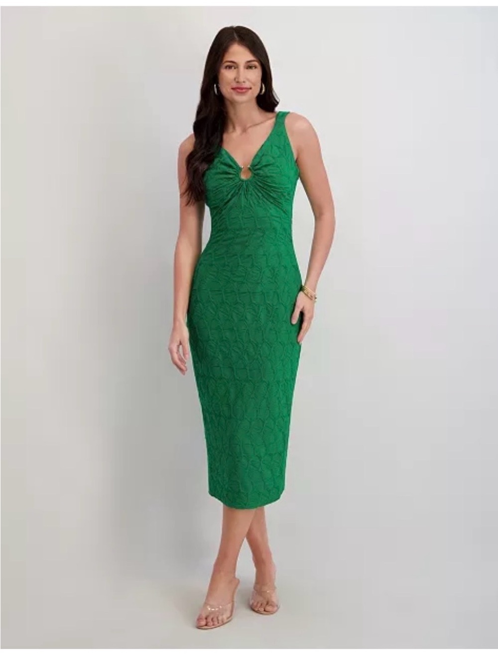 NWT Siena Green Summer Cutouts Midi Dress